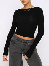 Load image into Gallery viewer, CHRONSTYLE Women Spring Autumn Long Sleeve T-Shirts Tops Solid Slim Fit Pullovers Causal Tees Shirts Female Streetwear Base Tees

