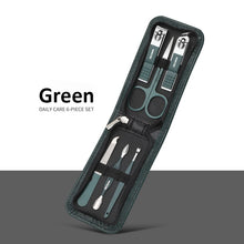 Load image into Gallery viewer, Germany 6 Pcs Portable Luxury Manicure Sets Pedicure Kits Bright Black Nail Clipper Set Personal Care Tools Eyebrow Scissors
