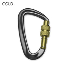 Load image into Gallery viewer, 12/23/24/25KN Professional D Shape Safety Carabiner Aluminum Key Hooks Climbing Security Master Lock Outdoor Hiking Tool
