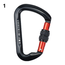 Load image into Gallery viewer, 12/23/24/25KN Professional D Shape Safety Carabiner Aluminum Key Hooks Climbing Security Master Lock Outdoor Hiking Tool
