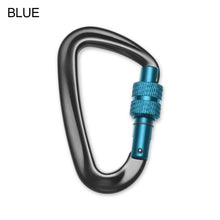 Load image into Gallery viewer, 12/23/24/25KN Professional D Shape Safety Carabiner Aluminum Key Hooks Climbing Security Master Lock Outdoor Hiking Tool
