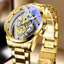 Load image into Gallery viewer, New Men Watch Skeleton Automatic quartz Watch Gold Skeleton Vintage Man Watch Mens Watches Top Brand Luxury
