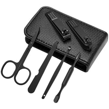 Load image into Gallery viewer, Germany 6 Pcs Portable Luxury Manicure Sets Pedicure Kits Bright Black Nail Clipper Set Personal Care Tools Eyebrow Scissors
