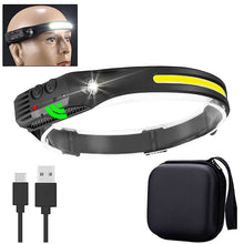 Load image into Gallery viewer, Sensor Headlamp COB LED Head Lamp Flashlight USB Rechargeable Head Torch 5 Lighting Modes Head Light with Built-in Battery
