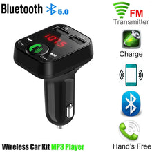 Load image into Gallery viewer, Car Handfree Bluetooth 5.0 MP3 Player FM Transmitter Car Kit Handsfree Speaker Audio Coche Adapter Receiver USB Fast Charger
