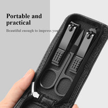 Load image into Gallery viewer, Germany 6 Pcs Portable Luxury Manicure Sets Pedicure Kits Bright Black Nail Clipper Set Personal Care Tools Eyebrow Scissors
