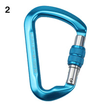 Load image into Gallery viewer, 12/23/24/25KN Professional D Shape Safety Carabiner Aluminum Key Hooks Climbing Security Master Lock Outdoor Hiking Tool
