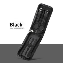 Load image into Gallery viewer, Germany 6 Pcs Portable Luxury Manicure Sets Pedicure Kits Bright Black Nail Clipper Set Personal Care Tools Eyebrow Scissors
